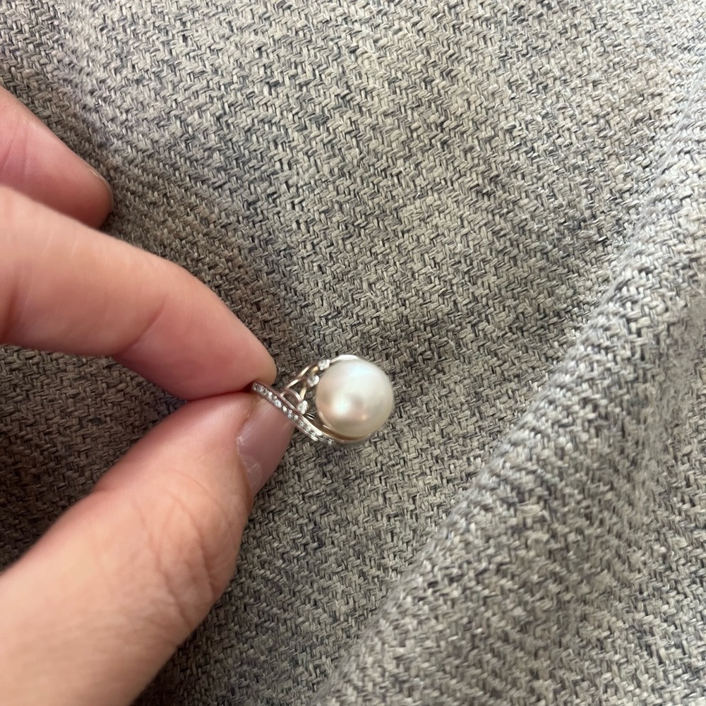 Natural Australian South Sea Pearl Silver Ring 10mm
